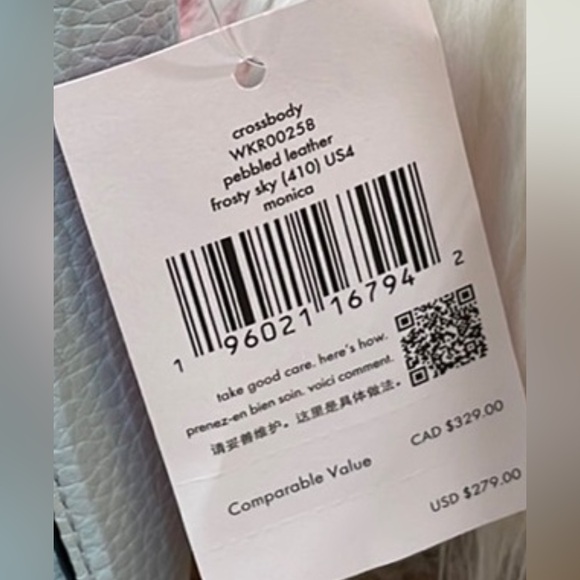 Kate Spade NWT Monica Pebbled Leather Crossbody in Frosty Sky - Picture 5 of 8